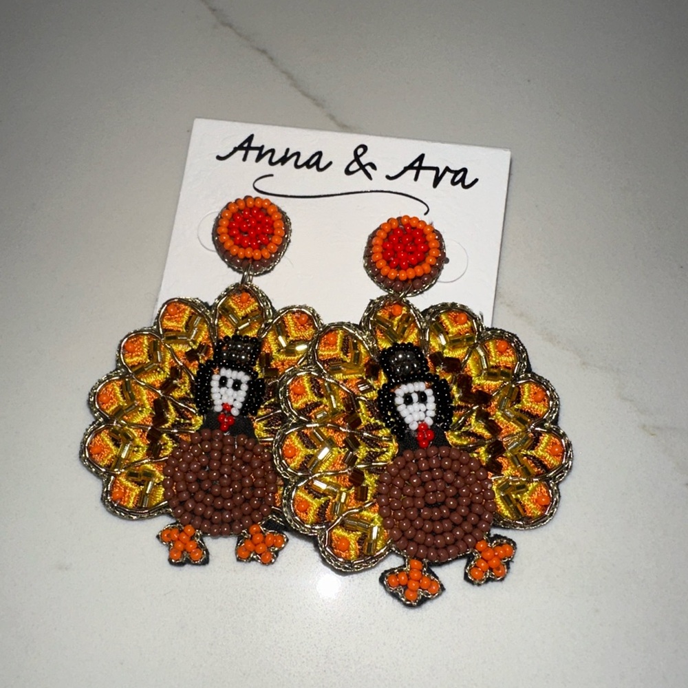 Anna & Ava Turkey Thanksgiving Beaded Earrings